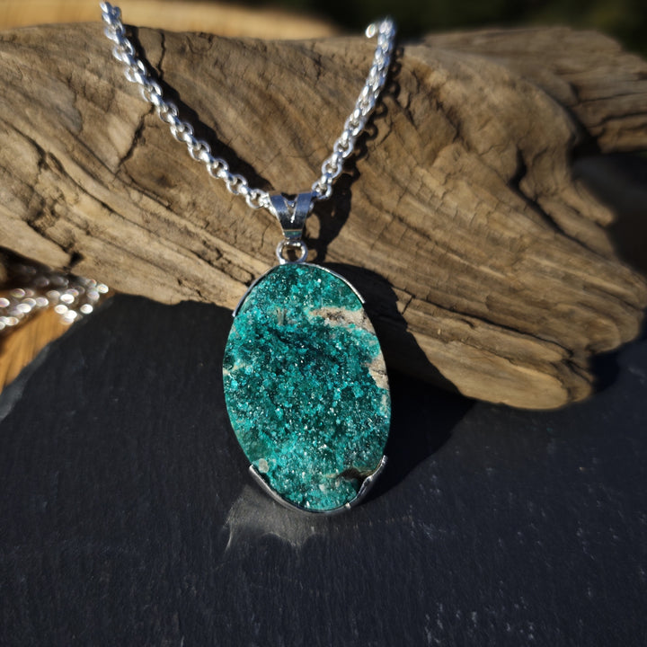 Dioptas Extraqualität Unikat oval gefasst in Silber 925