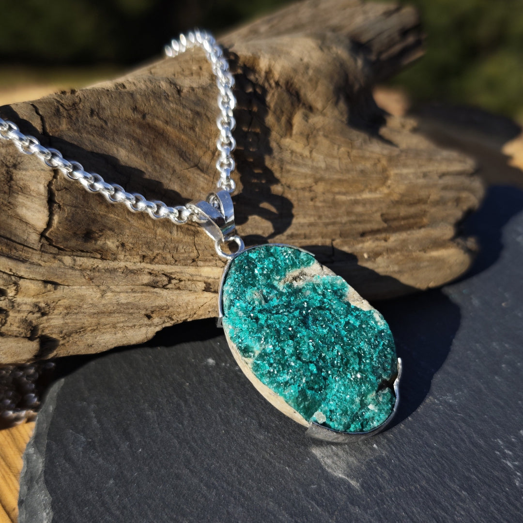 Dioptas Extraqualität Unikat oval gefasst in Silber 925