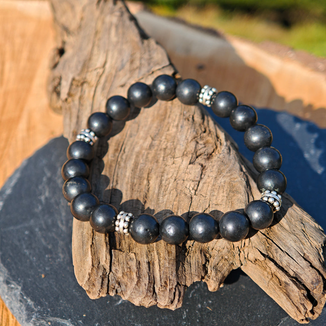 Edelstein Armband NEUTRALISIERUNG mit SCHUNGIT S925 8mm