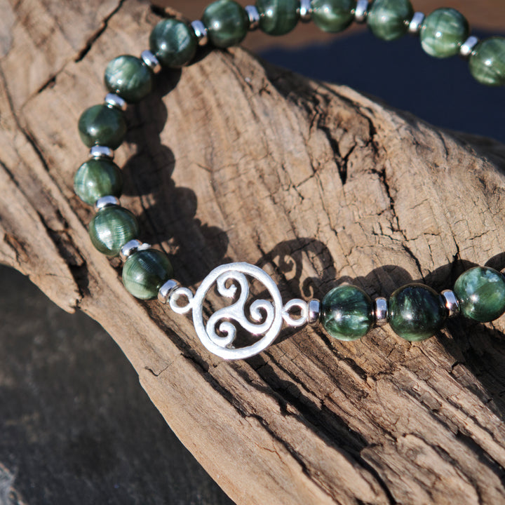 Edelstein Armband SEELENWACHSTUM Seraphinit S925 Triskele 6mm