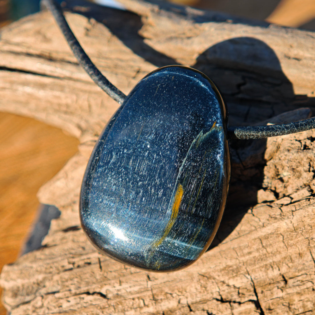 Falkenauge (Weitblick) Anhänger Trommelstein gebohrt 4 Stück zur Auswahl