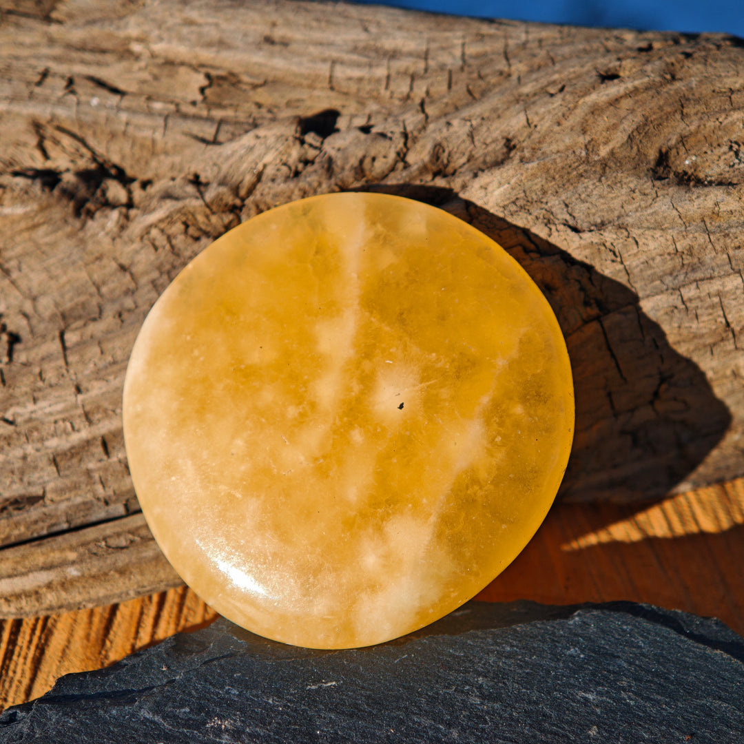 Calcit orange (Entwicklung-Optimismus) Scheibenstein