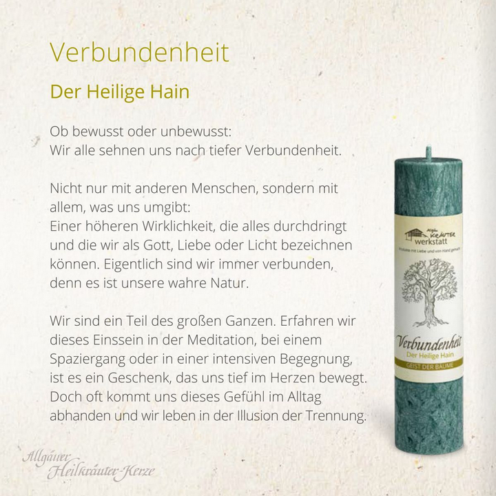 VERBUNDENHEIT - DER HEILIGE HAIN - Geist der Bäume - Allgäuer Heilkräuter Kerze