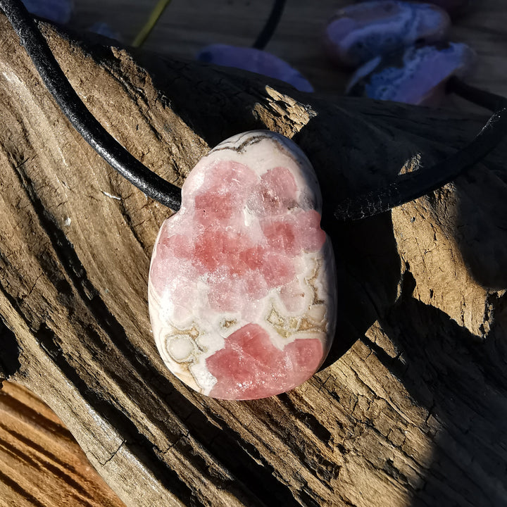 Rhodochrosit Anhänger Trommelstein gebohrt Unikate zur individuellen Auswahl