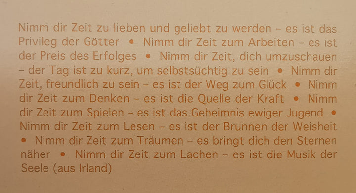 Wortlicht NIMM DIR ZEIT mit irischem Spruch