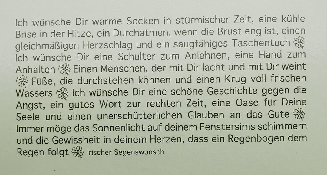 Wortlicht LEUCHTENDE GEDANKEN FÜR DICH mit irischem Segenswunsch