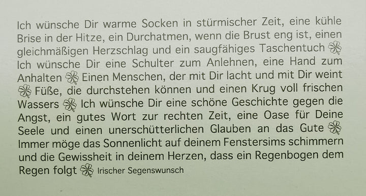 Wortlicht LEUCHTENDE GEDANKEN FÜR DICH mit irischem Segenswunsch