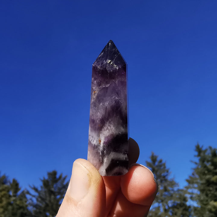 Amethyst (Chevron) Spitzen poliert 6 Unikate zur individuellen Auswahl