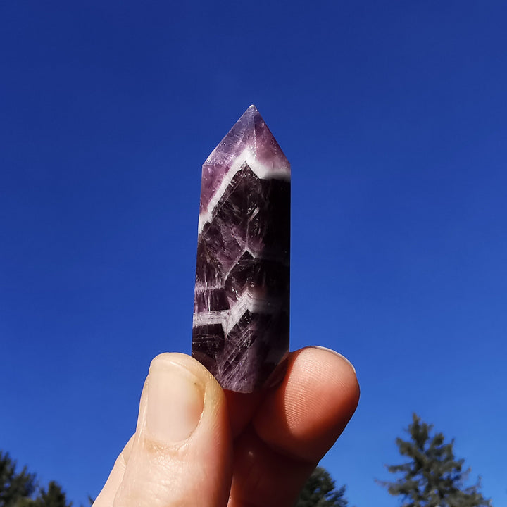 Amethyst (Chevron) Spitzen poliert 6 Unikate zur individuellen Auswahl